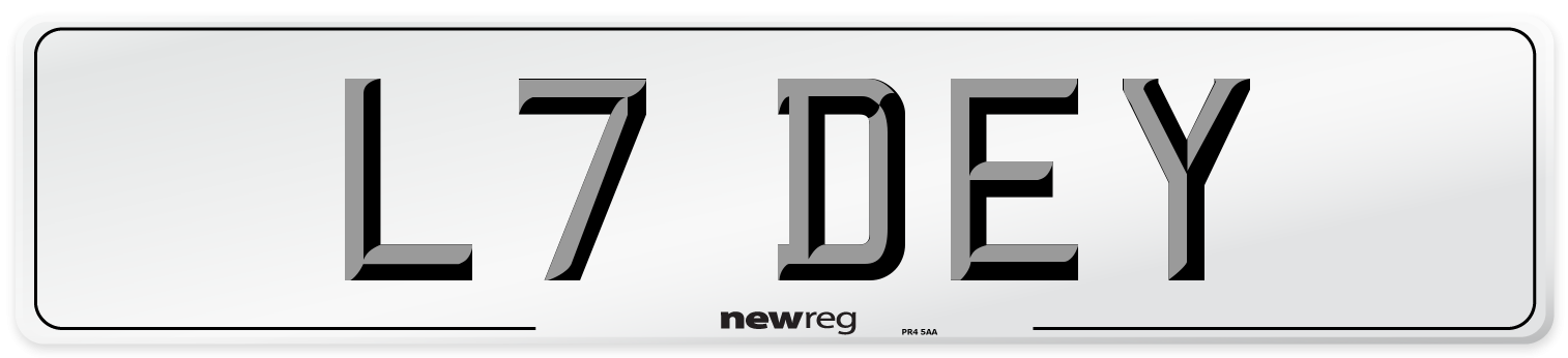 L7 DEY Number Plate from New Reg